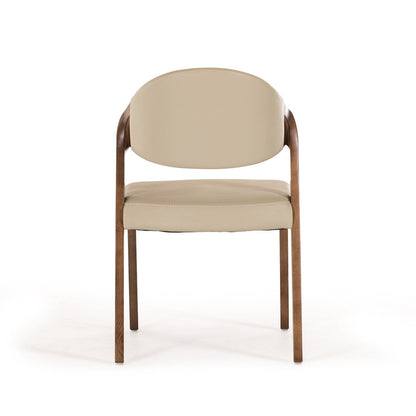 Modrest Arlo Mid-Century Beige & Walnut Dining Chair (Set of 2)