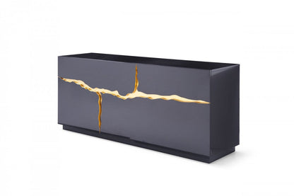 Modrest Aspen Modern High Gloss Black & Gold Buffet