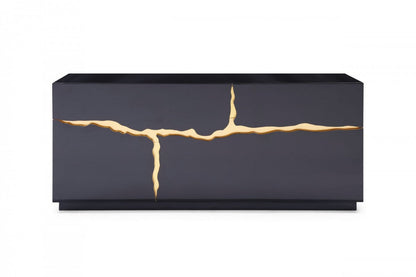 Modrest Aspen Modern High Gloss Black & Gold Buffet