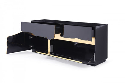 Modrest Aspen Modern High Gloss Black & Gold Buffet