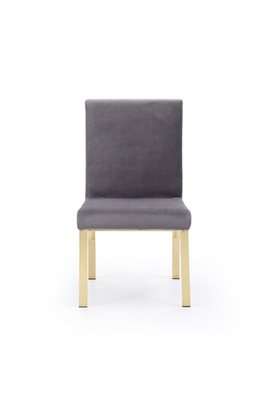 Modrest Reba Modern Grey Velvet & Gold Dining Chair (set of 2)