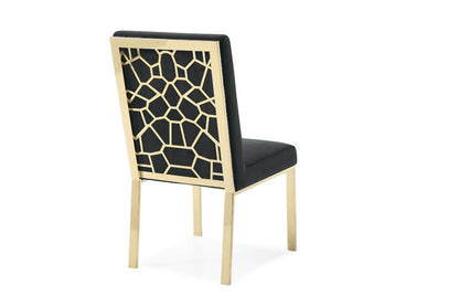 Modrest Reba Modern Black Velvet & Gold Dining Chair (Set of 2)