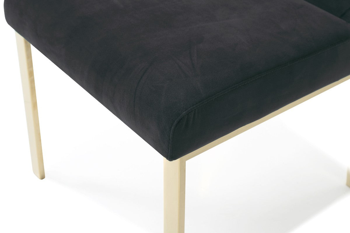 Modrest Reba Modern Black Velvet & Gold Dining Chair (Set of 2)