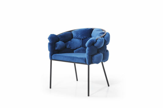 Modrest Debra Modern Blue Fabric Dining Chair – Stylish Upholstered Seating for Dining Room