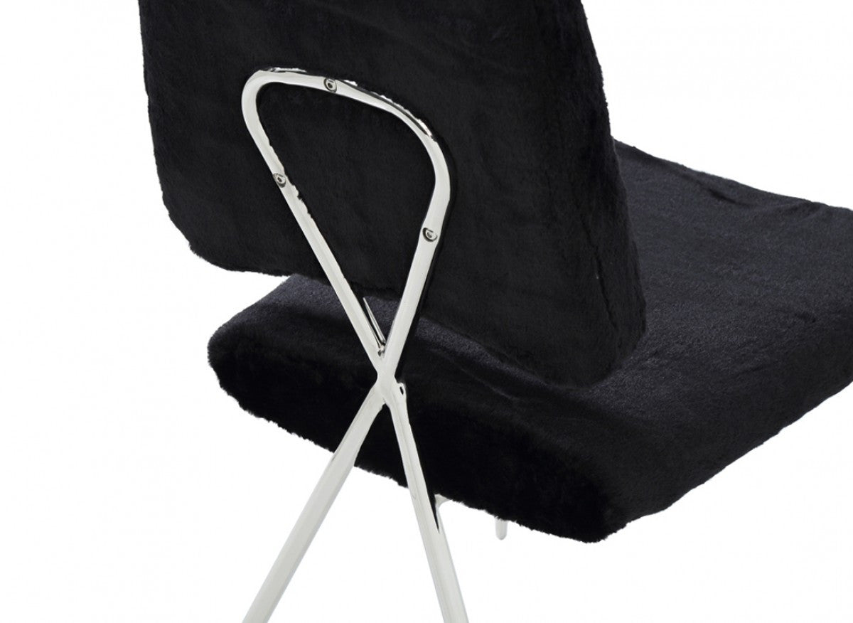 Candace - Modern Black Faux Fur Dining Chair (Set of 2)