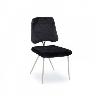 Candace - Modern Black Faux Fur Dining Chair (Set of 2)