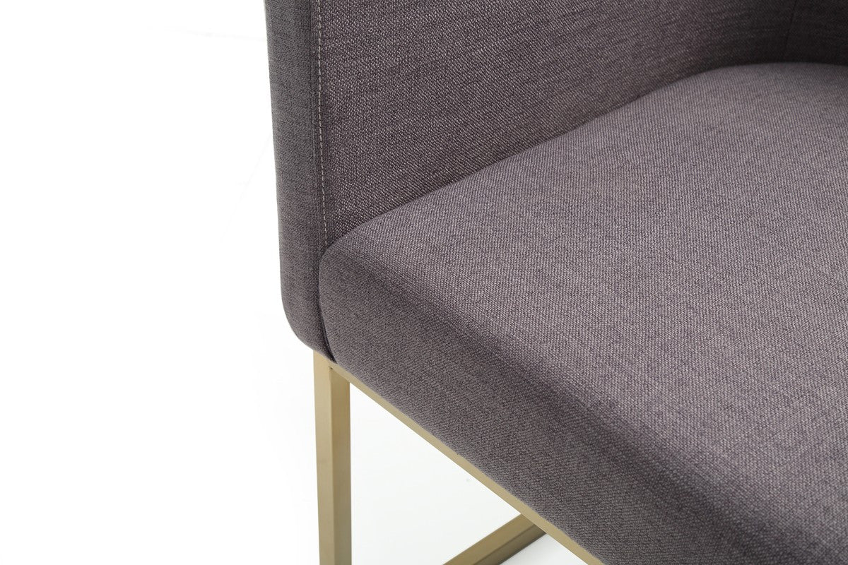 Modrest Yukon Modern Grey Fabric & Antique Brass Dining Chair