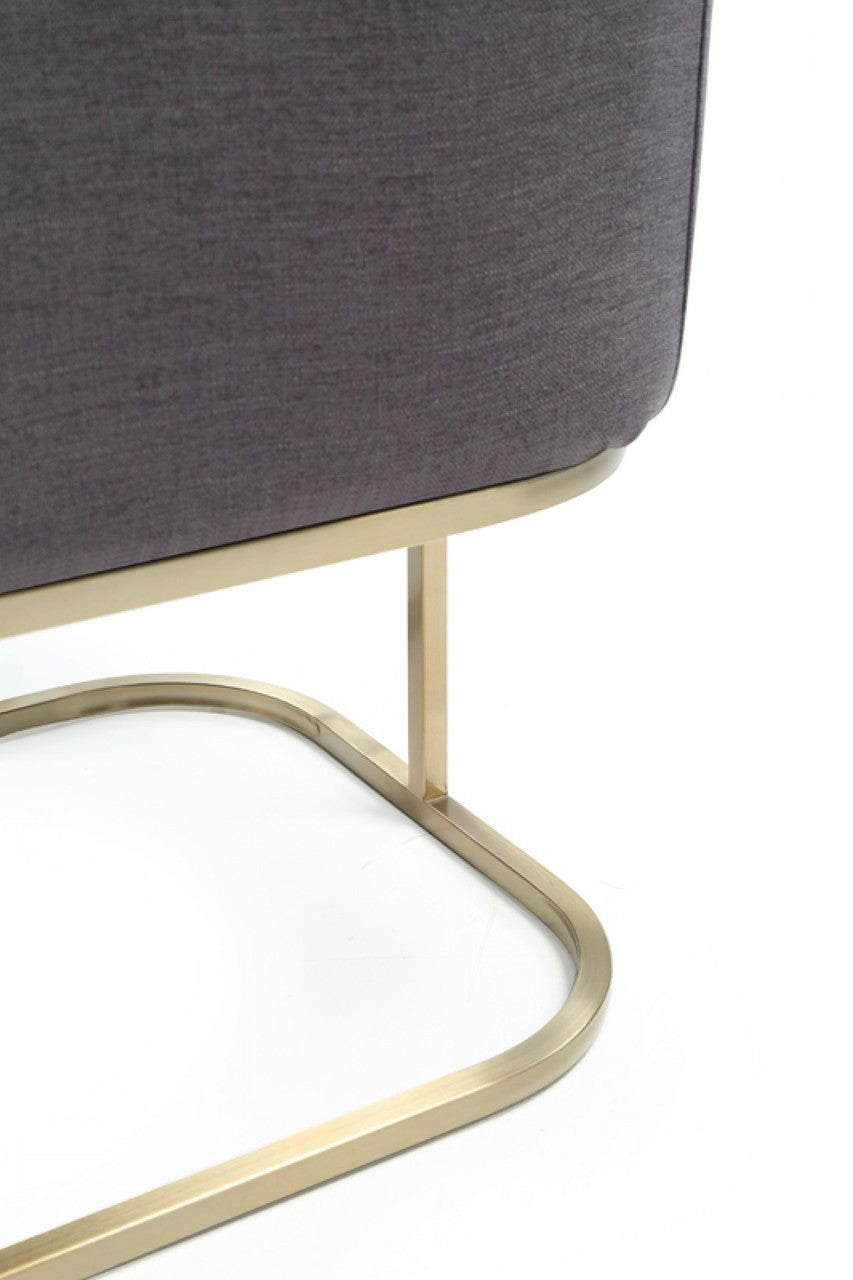 Modrest Yukon Modern Grey Fabric & Antique Brass Dining Chair
