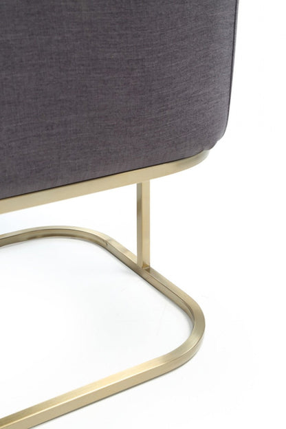 Modrest Yukon Modern Grey Fabric & Antique Brass Dining Chair