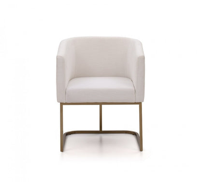 Modrest Yukon Modern White & Antique Brass Fabric Dining Chair