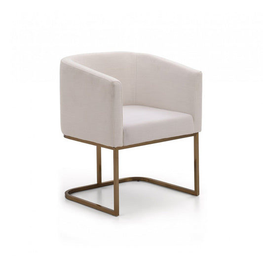 Modrest Yukon Modern White & Antique Brass Fabric Dining Chair β Elegant Contemporary Seating - Stylish Design Furniture