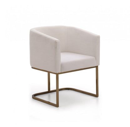 Modrest Yukon Modern White & Antique Brass Fabric Dining Chair