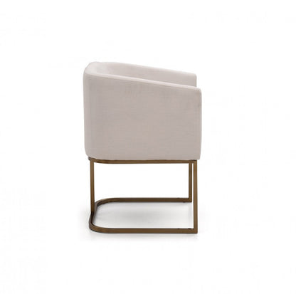 Modrest Yukon Modern White & Antique Brass Fabric Dining Chair