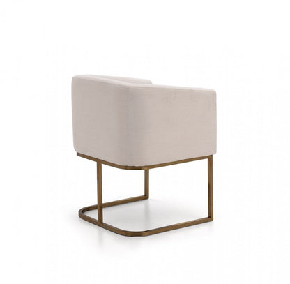 Modrest Yukon Modern White & Antique Brass Fabric Dining Chair