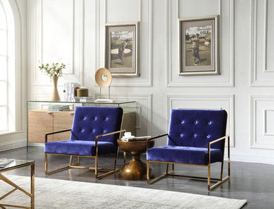 Modrest Samara Modern Blue & Gold Accent Chair