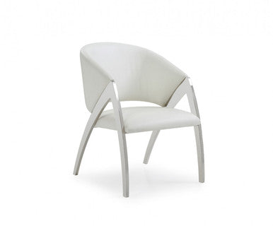 Modrest Rabia Modern White Leatherette Accent Chair – Sleek Contemporary Seating