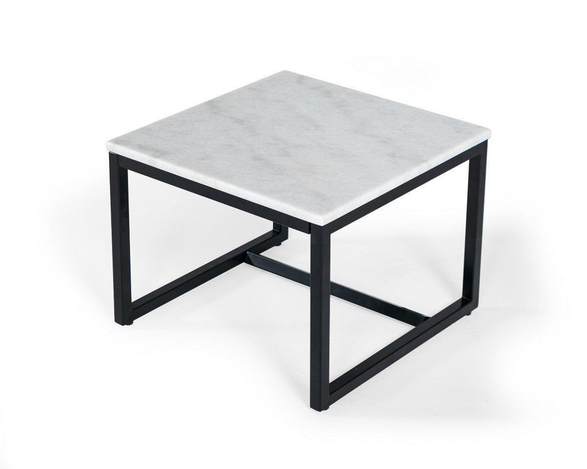 Modrest Baca - White Marble + Black Metal End Table
