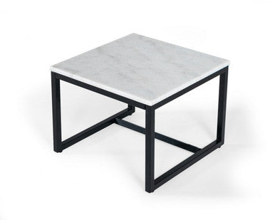 Modrest Baca - White Marble + Black Metal End Table