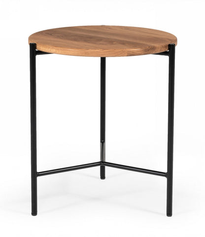 Modrest Bacone Industrial Oak and Black Iron End Table