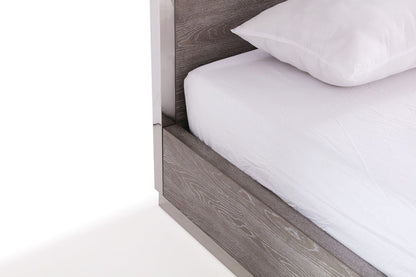 Modrest Arlene Modern Grey Elm & Stainless Steel Canopy Bed