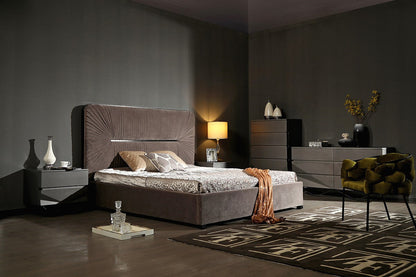 Modrest Duke Modern Grey & Black Gun Chrome Nightstand
