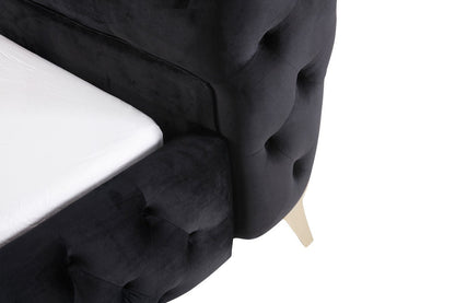 Modrest Legend Modern Black Velvet & Gold Bed