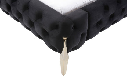 Modrest Legend Modern Black Velvet & Gold Bed