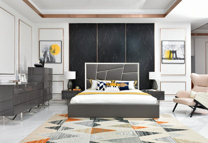Modrest Chrysler Modern Grey Bonded Leather Bed