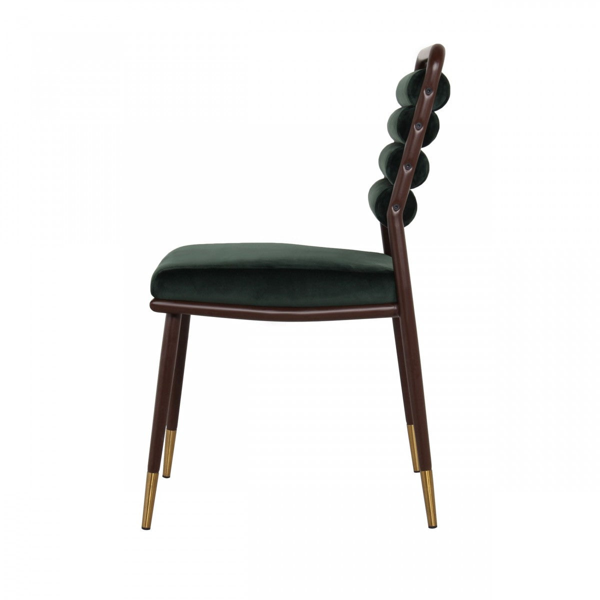 Modrest Biscay Modern Dark Green & Walnut Steel Dining Chair