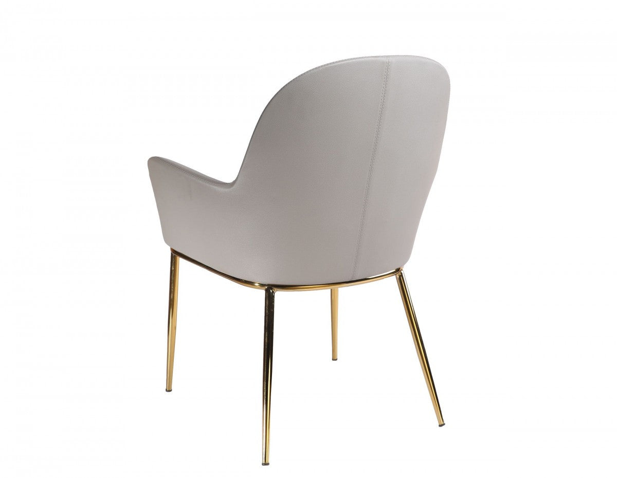 Modrest Blanton - Modern Grey Leatherette & Gold Accent Chair