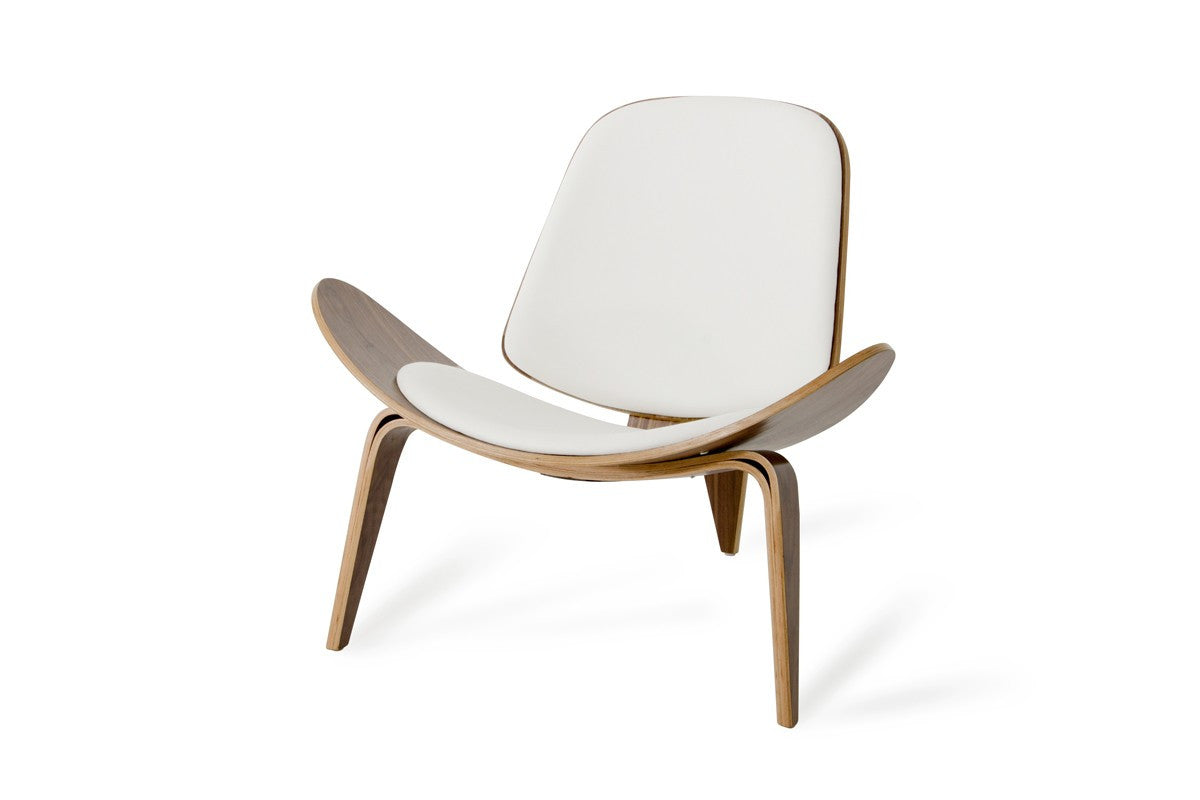 Modrest Warren Modern White & Walnut Accent Chair