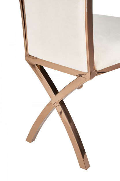 Modrest Bonnie - Beige Velvet & Rose Gold Dining Chair (Set of 2)