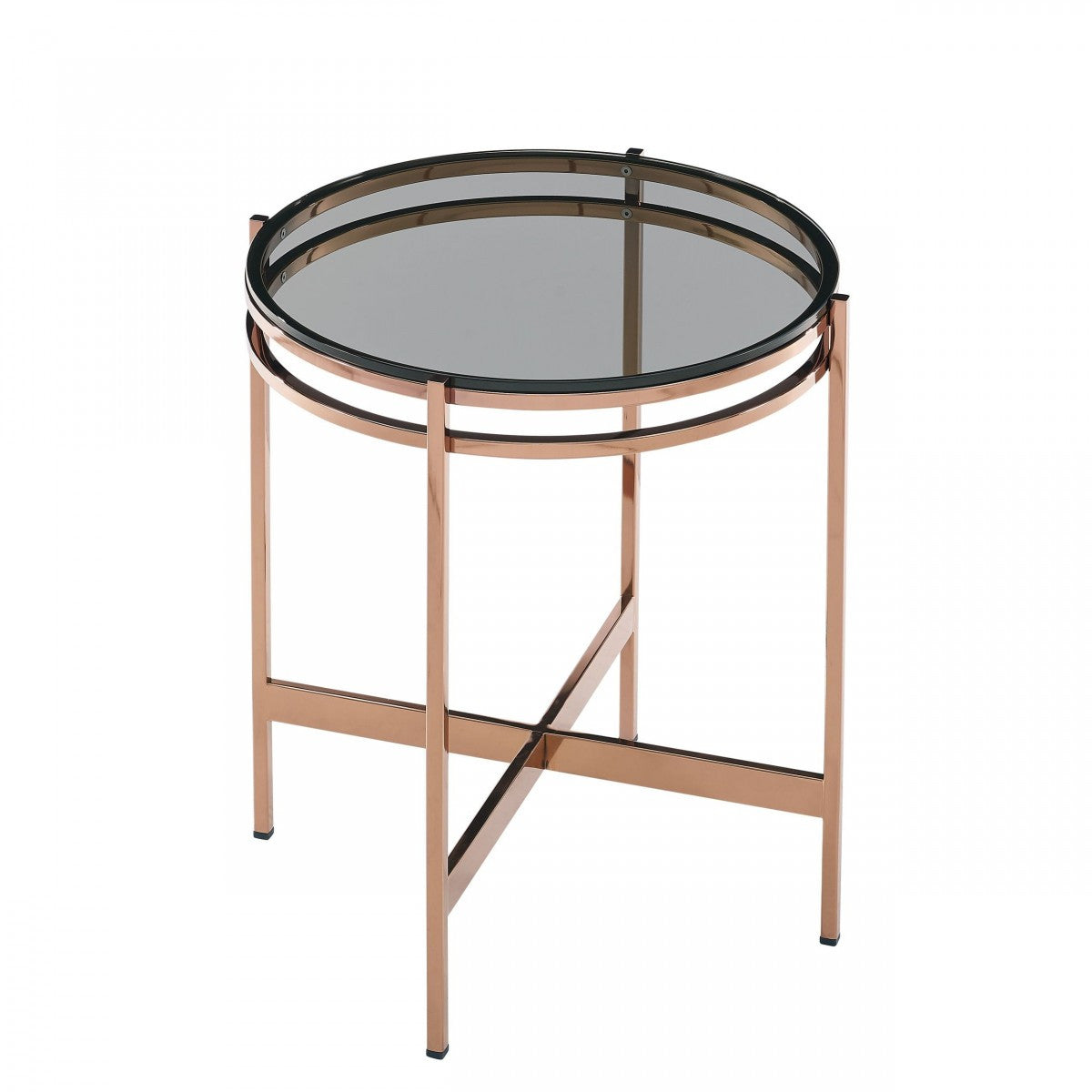 Modrest Bradford Modern Smoked Glass & Rosegold Small End Table