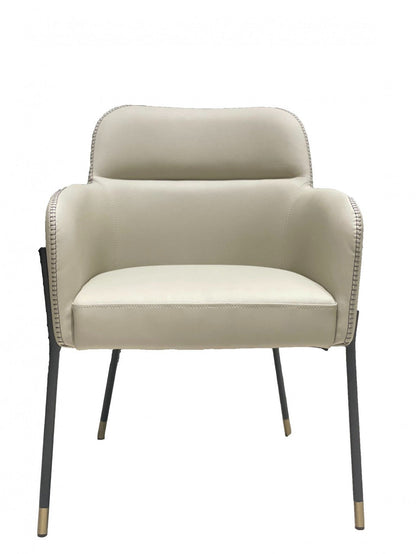 Modrest Brady - Modern Black Metal Greige Vegan Leather Dining Chair