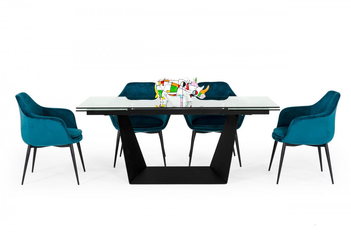 Modrest Bronwin Modern Black Ceramic Extendable Dining Table
