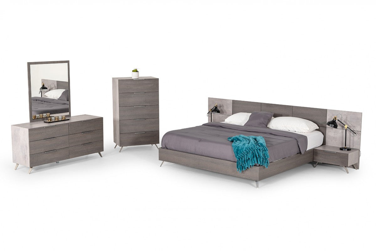 Nova Domus Bronx Italian Modern Faux Concrete & Grey Bedroom Set