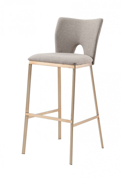 Modrest Burton - Glam Grey Fabric + Brass Bar Stool (Set of 2)