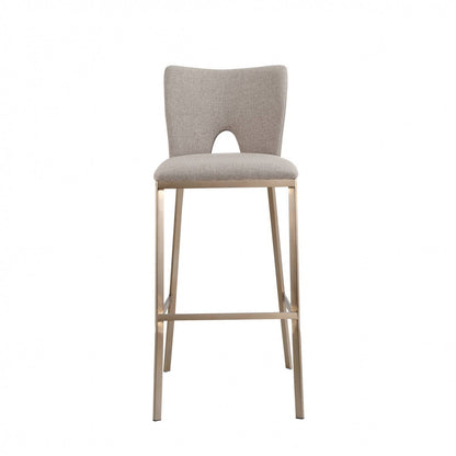 Modrest Burton - Glam Grey Fabric + Brass Bar Stool (Set of 2)