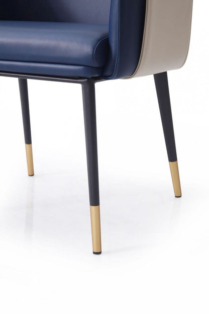 Modrest Calder - Blue & Beige Bonded Leather Dining Chair