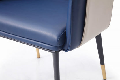 Modrest Calder - Blue & Beige Bonded Leather Dining Chair