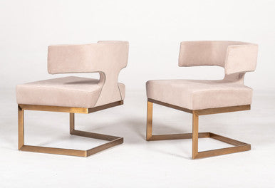 Modrest Calvo Modern Off-White Velvet & Brass Dining Chair