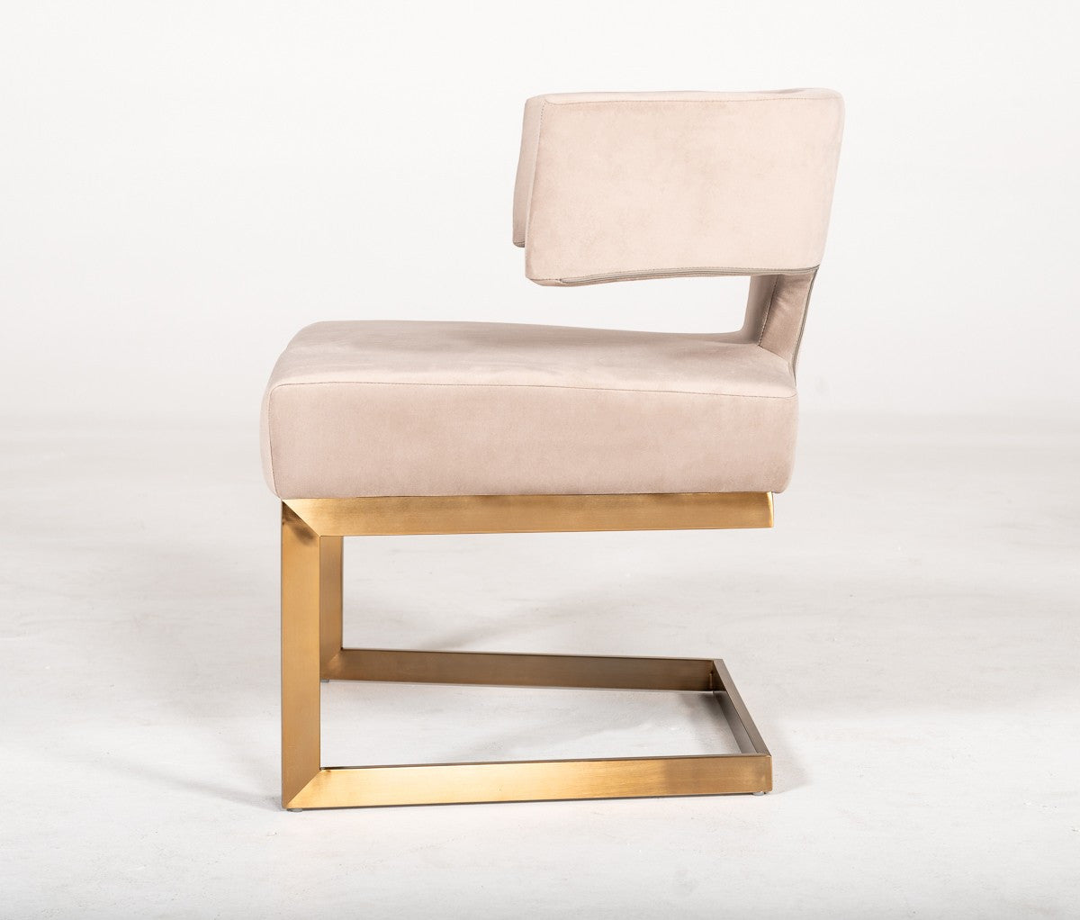 Modrest Calvo Modern Off-White Velvet & Brass Dining Chair