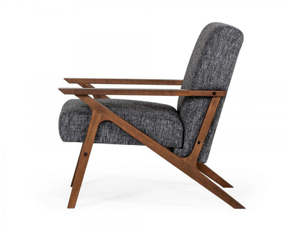 Modrest Candea Mid-Century Walnut and Grey Loveseat
