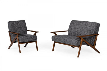 Modrest Candea Mid-Century Walnut and Grey Loveseat