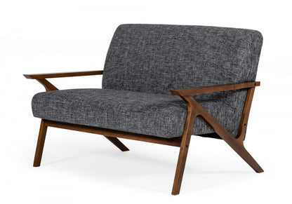 Modrest Candea Mid-Century Walnut and Grey Loveseat