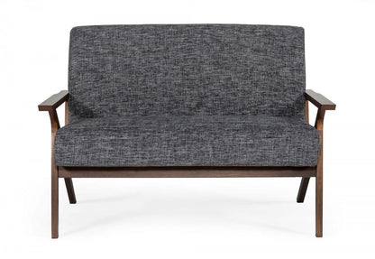 Modrest Candea Mid-Century Walnut and Grey Loveseat
