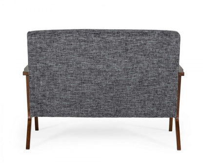 Modrest Candea Mid-Century Walnut and Grey Loveseat