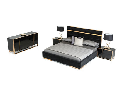 Nova Domus Cartier Modern Black & Rosegold Bedroom Set