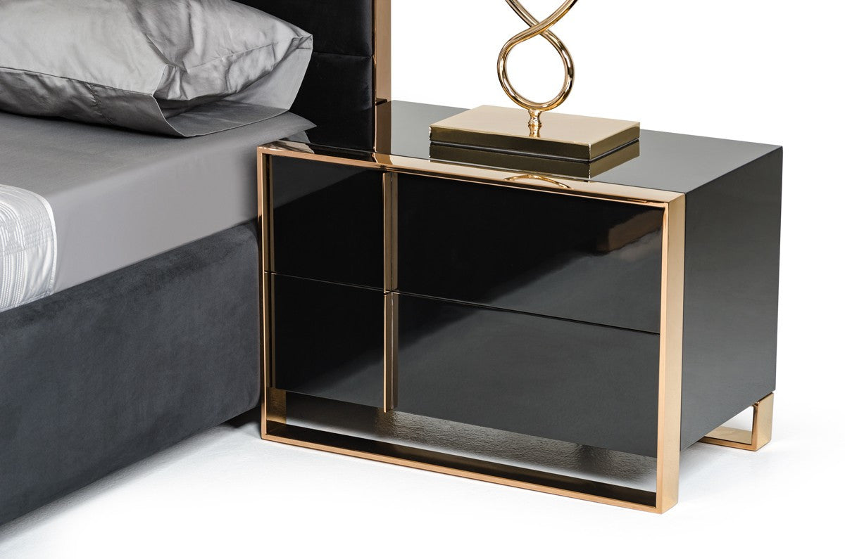 Nova Domus Cartier Modern Black & Rosegold Bedroom Set