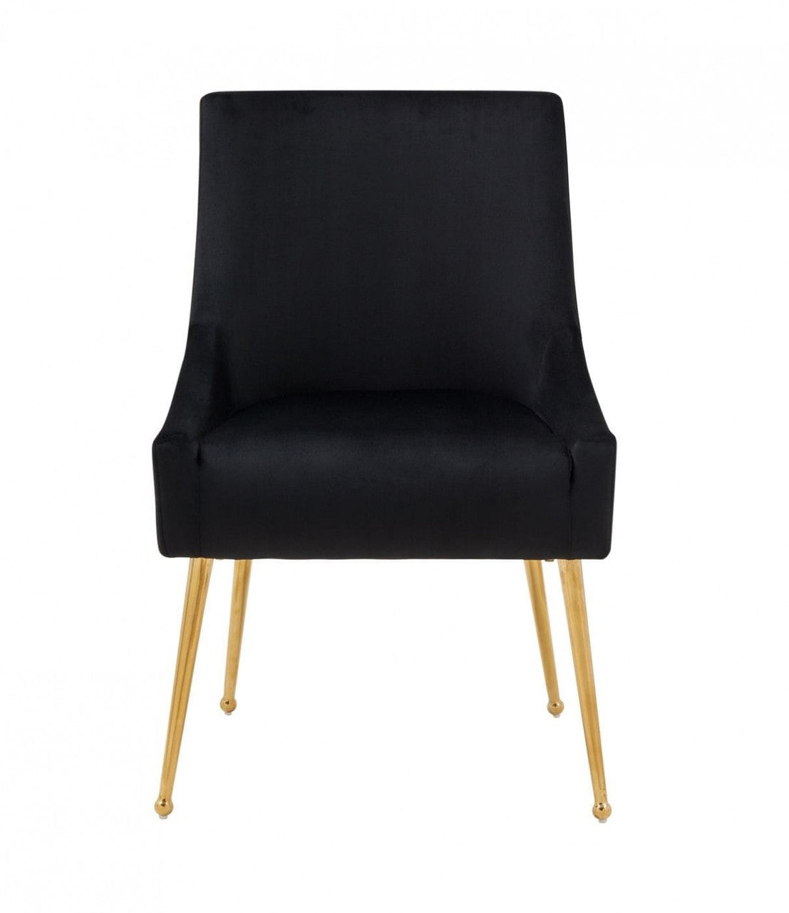 Modrest Castana Modern Black Velvet & Gold Dining Chair (Set of 2)